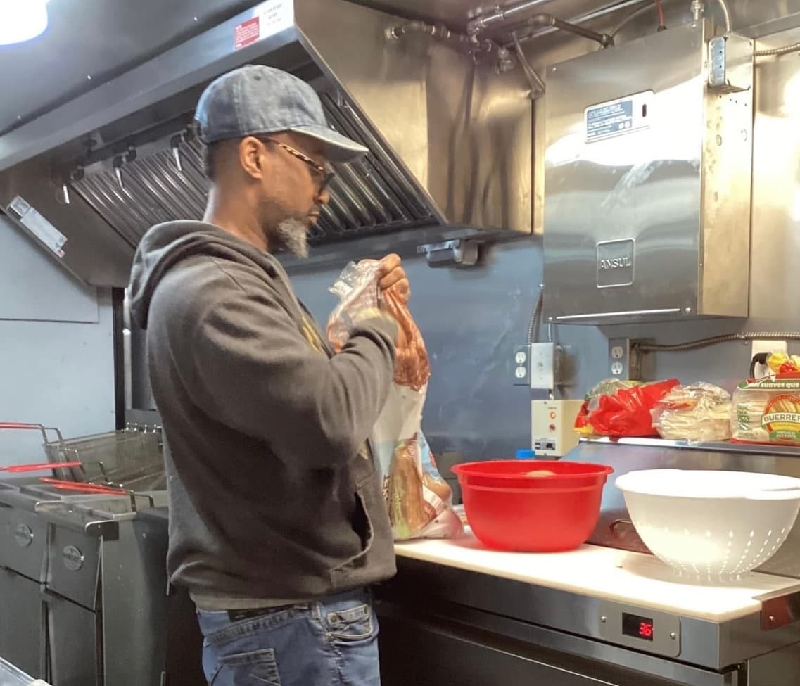 Andrew with the Fishy Chicken food truck