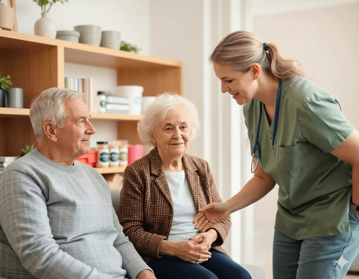 Caregiver helping with housekeeping