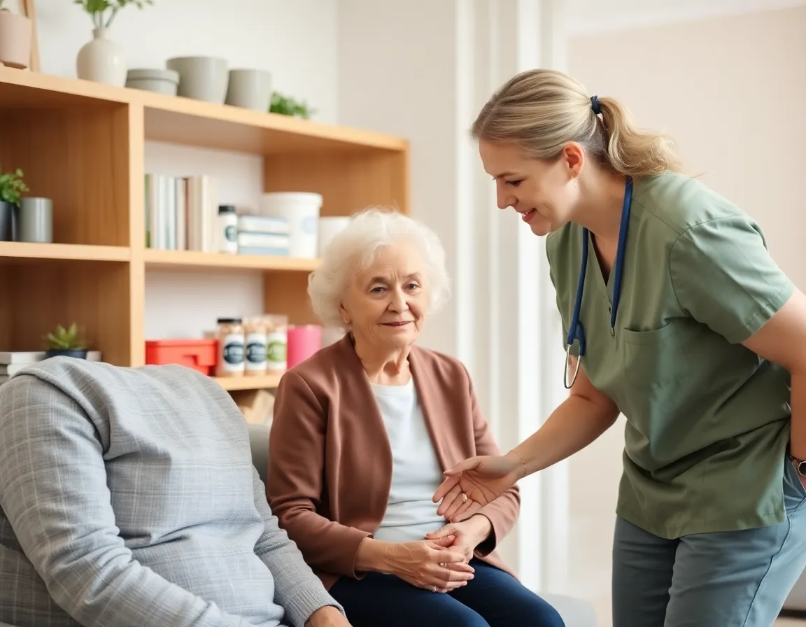 Caregiver helping with housekeeping